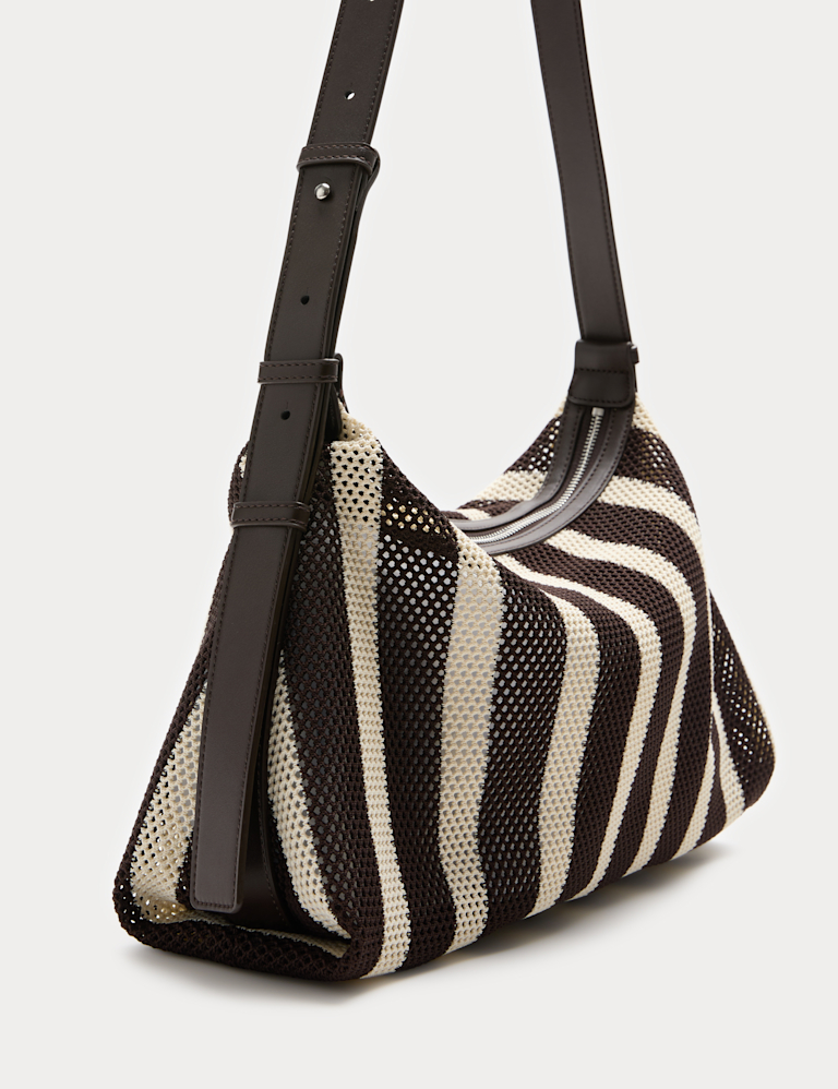 Mesh Striped Shoulder Cross Body Bag