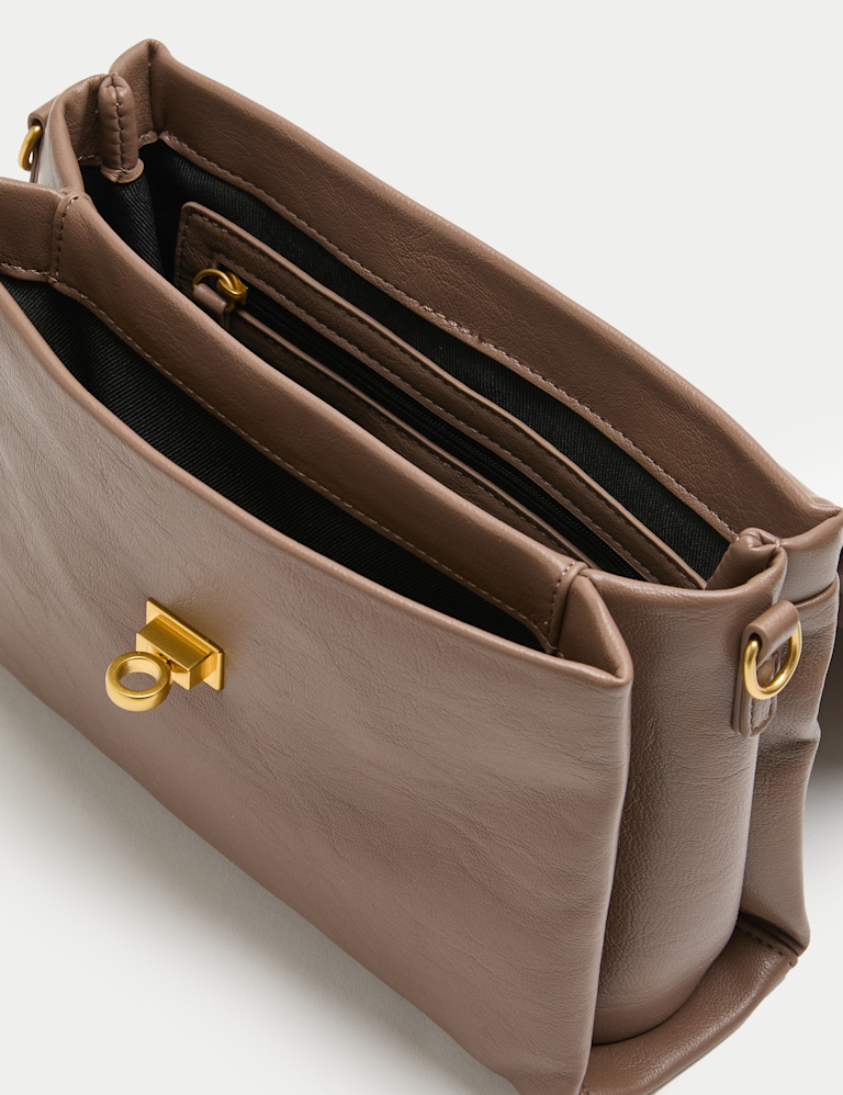 Faux Leather Puffy Cross Body Bag