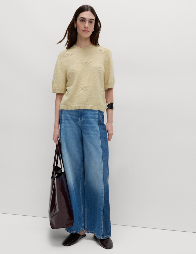 Flower Knitted Top With Wool