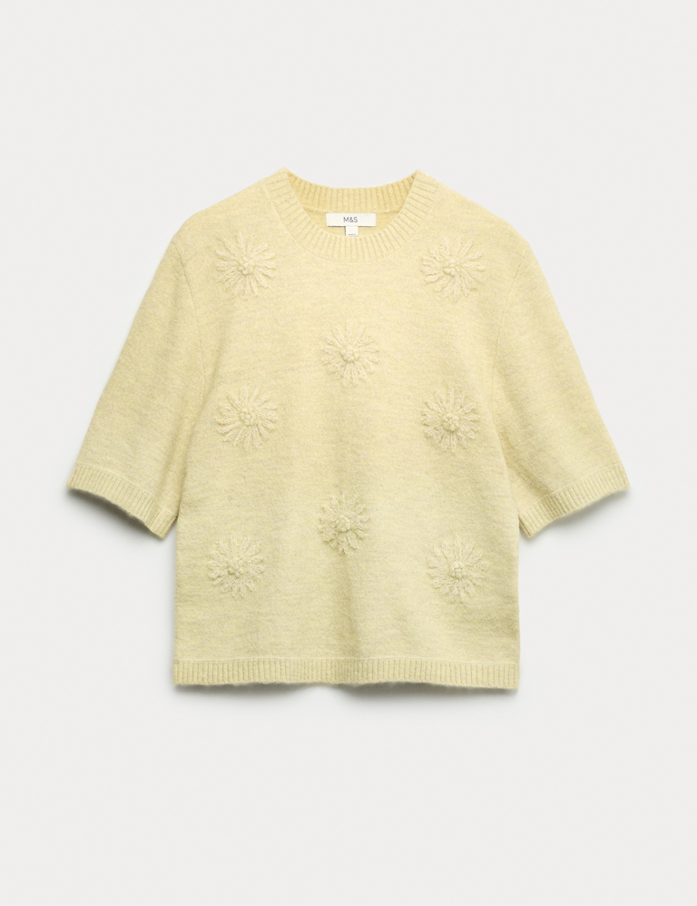 Flower Knitted Top With Wool