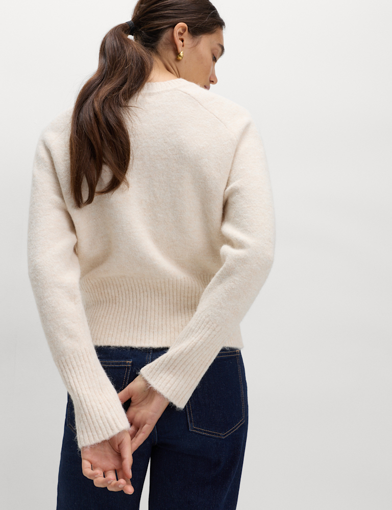 Embroidered Crew Neck Jumper With Wool