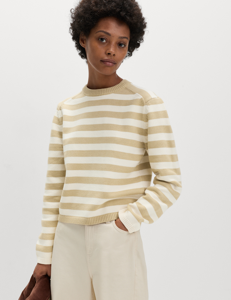 Cotton Rich Striped Cropped Jumper