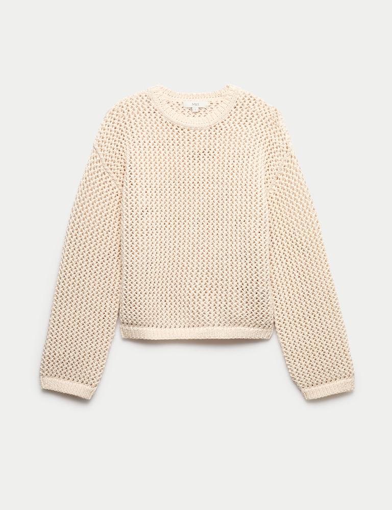 Textured Crew Neck Cropped Jumper