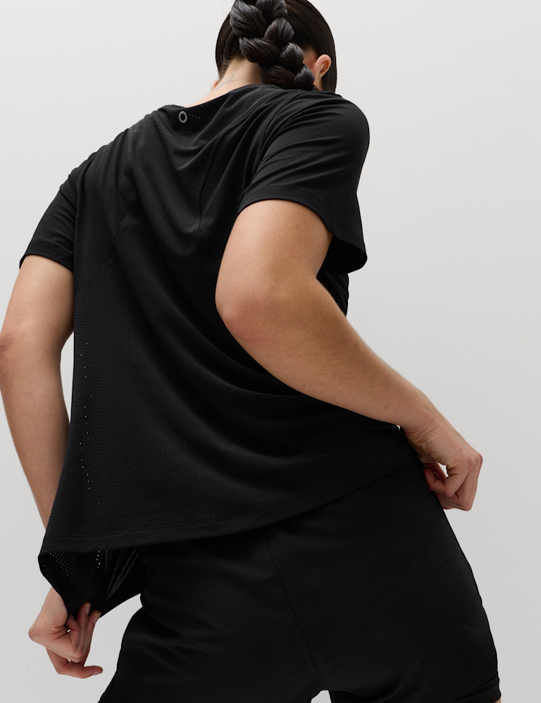 Crew Neck Mesh Panel Relaxed T-Shirt