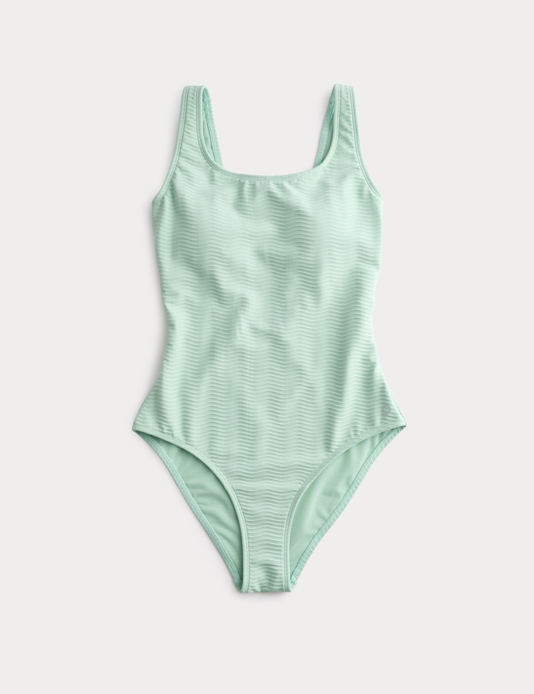 Tummy Control Textured Padded Scoop Back Swimsuit