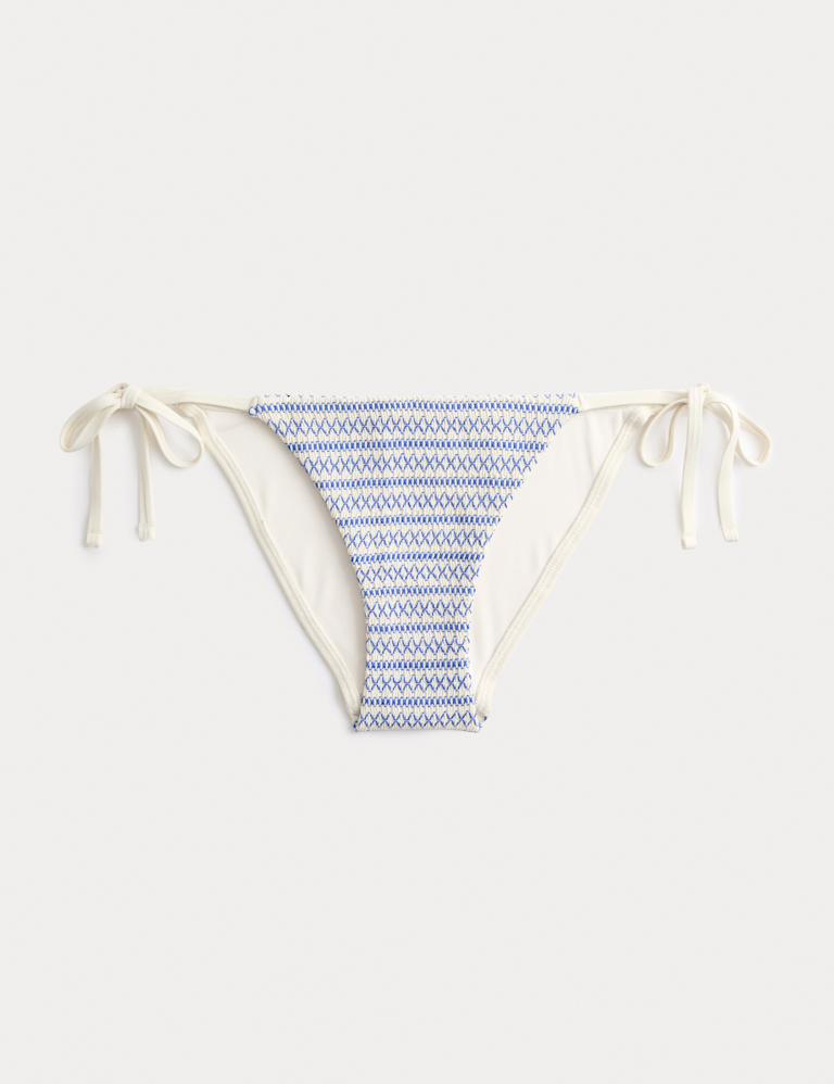 Smocked Tie Side Triangle Bikini Bottoms