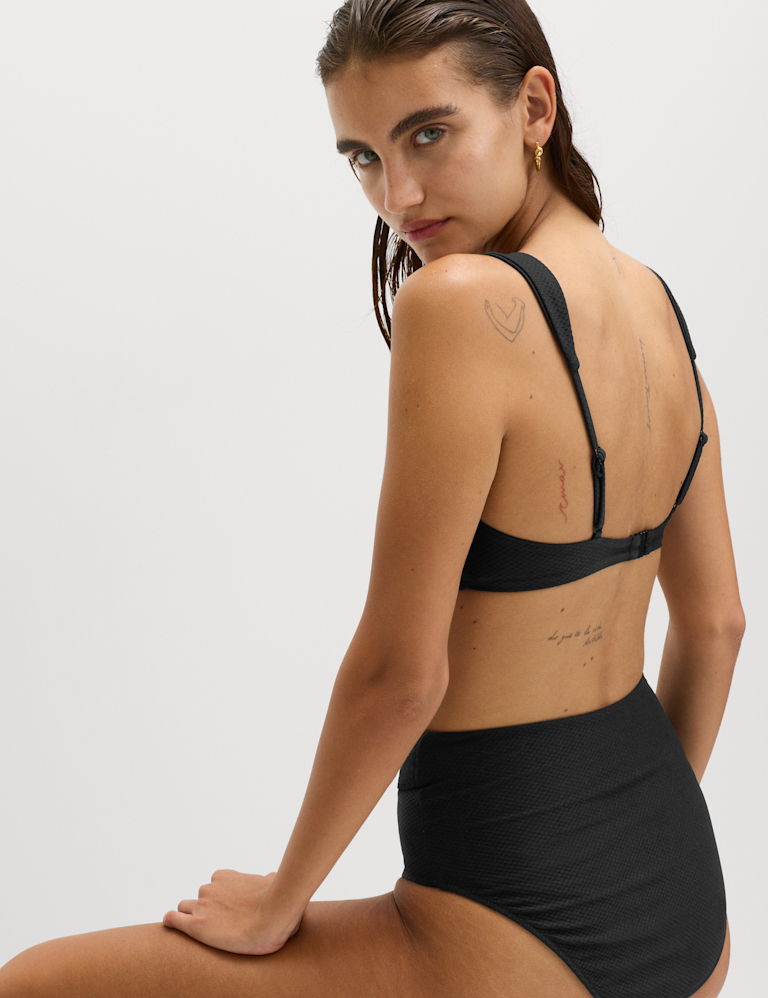 Textured Honey Comb High Waist Bikini Bottoms