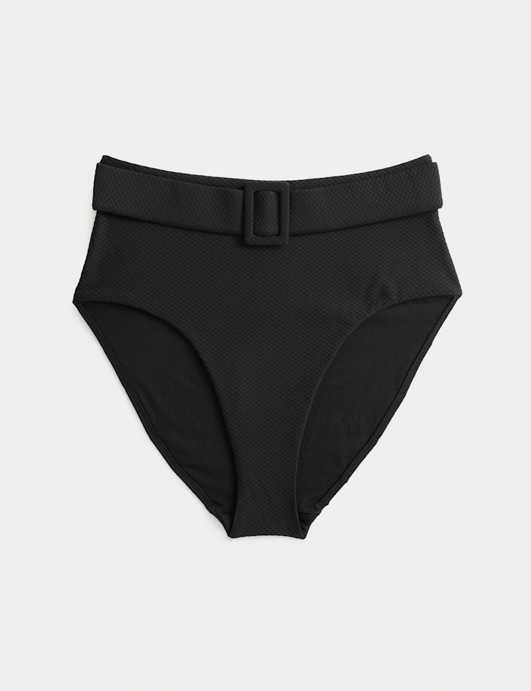 Textured Honey Comb High Waist Bikini Bottoms