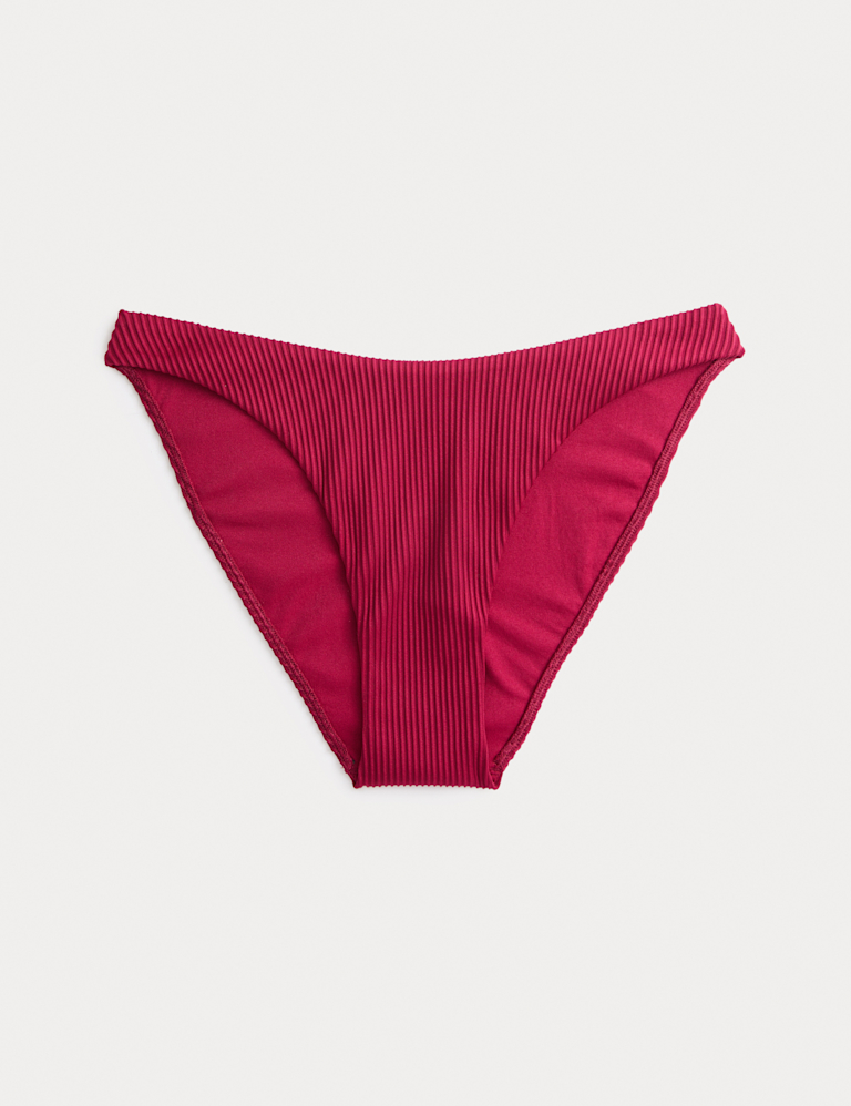 Ribbed High Leg Bikini Bottoms