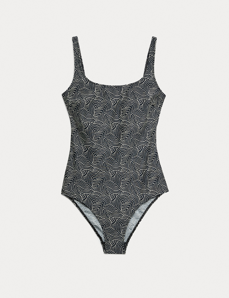 Printed Scoop Neck Swimsuit