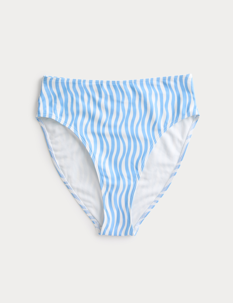 Wave Print High Waist Bikini Bottoms