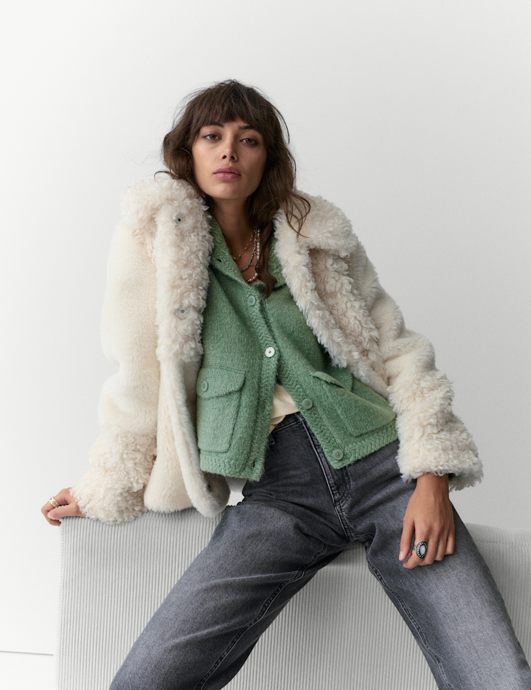 Sailor Collar Cardigan with Wool