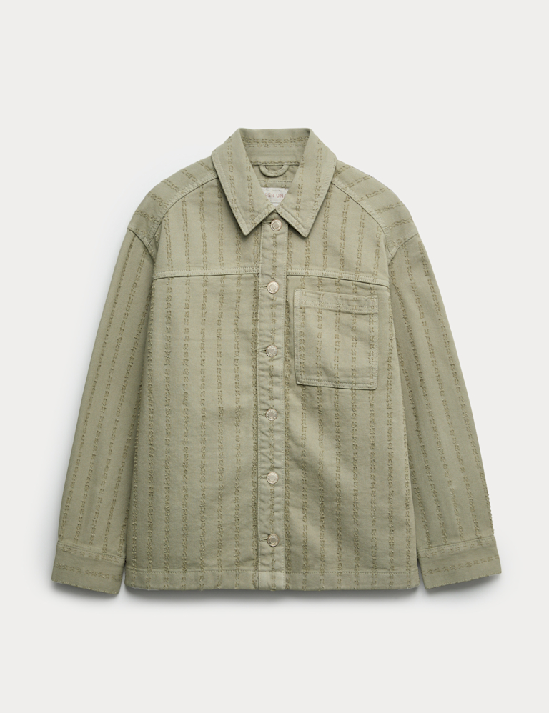 Pure Cotton Textured Denim Shacket