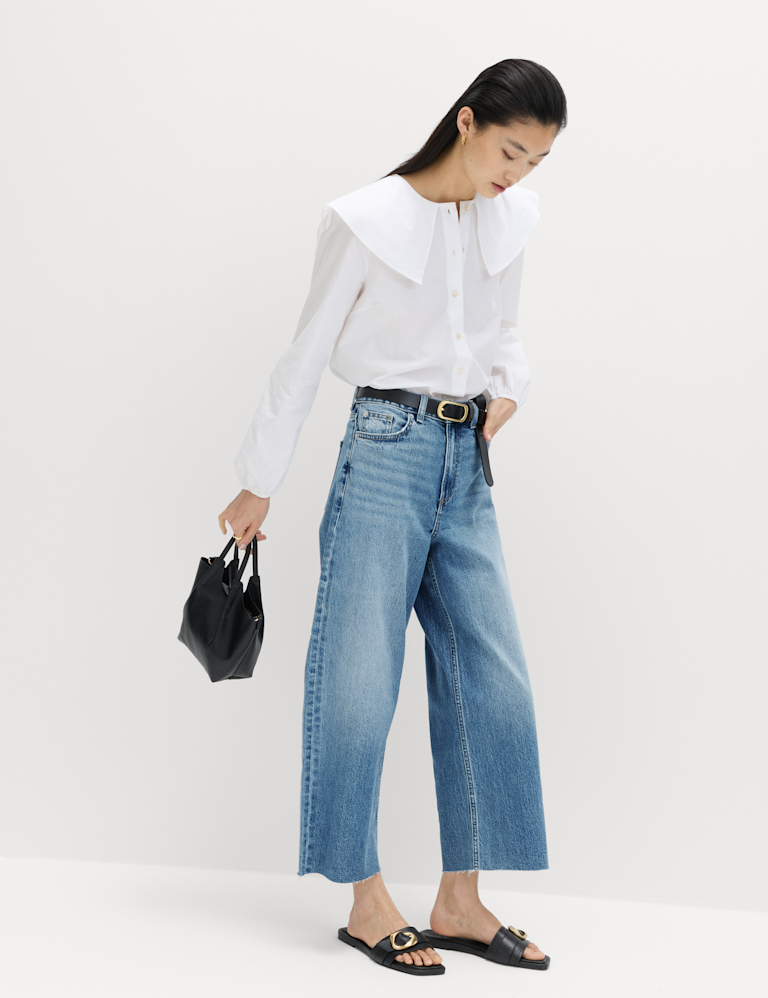 High Waisted Wide Leg Cropped Jeans