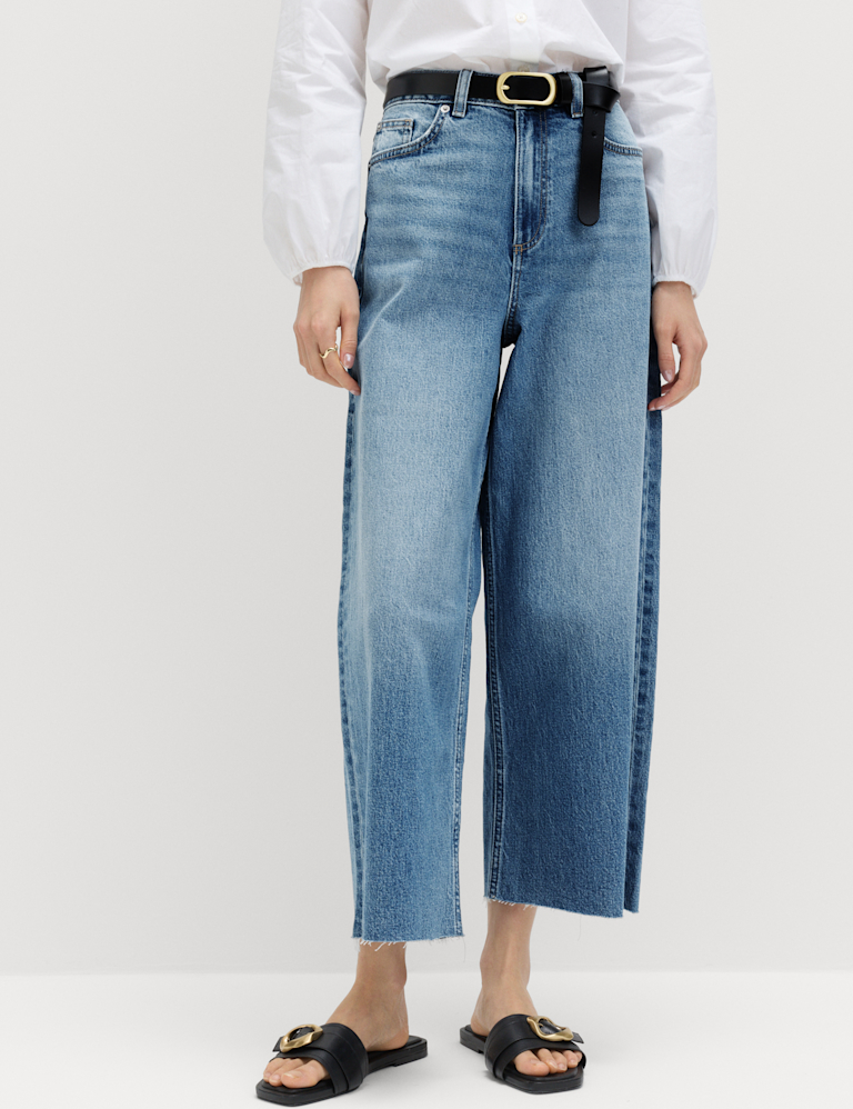 High Waisted Wide Leg Cropped Jeans