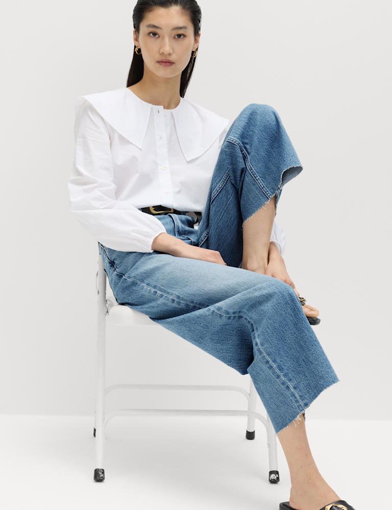 High Waisted Wide Leg Cropped Jeans