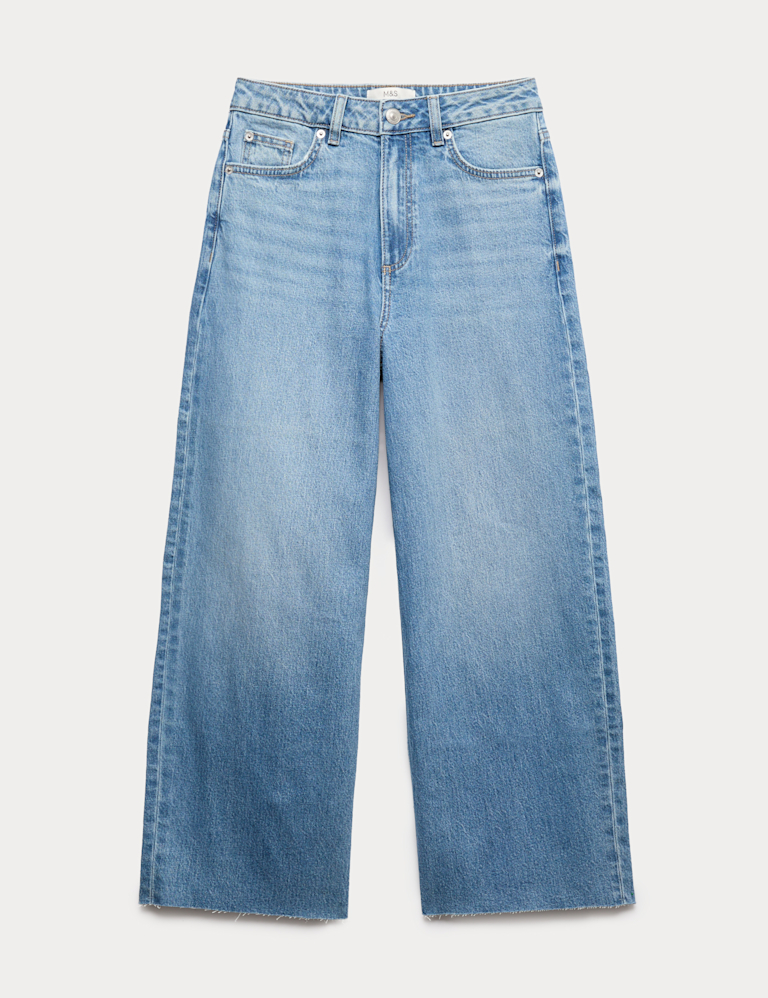 High Waisted Wide Leg Cropped Jeans