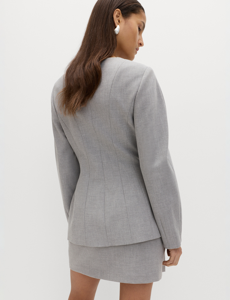 Tailored Hourglass Collarless Cinched Waist Jacket