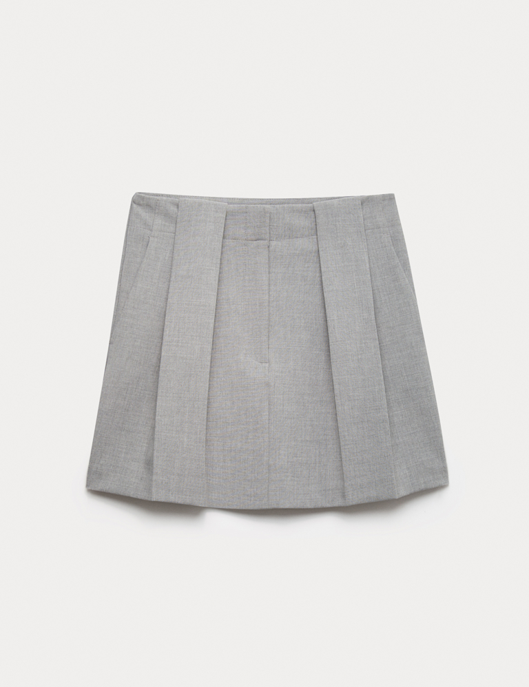 Melange Pleated Mini Skirt