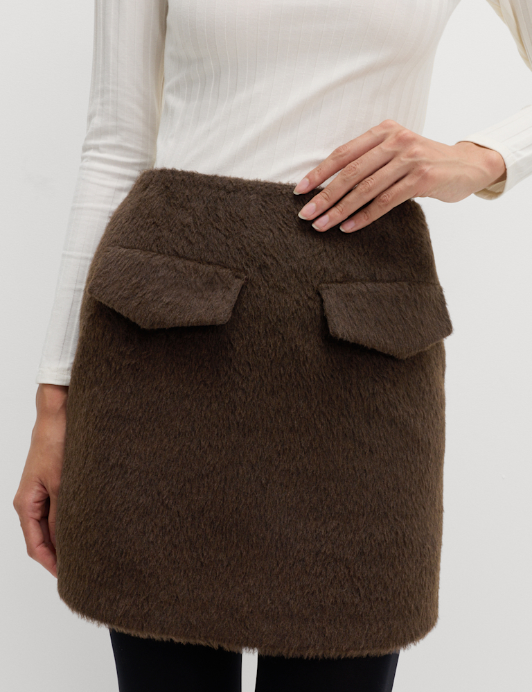 Brushed Mini A-Line Skirt with Wool