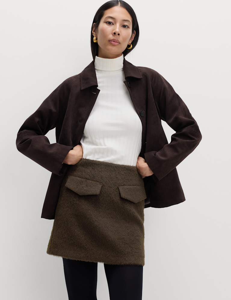 Brushed Mini A-Line Skirt with Wool