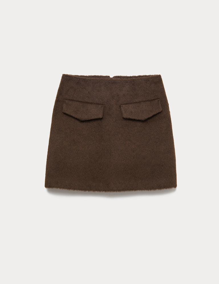 Brushed Mini A-Line Skirt with Wool