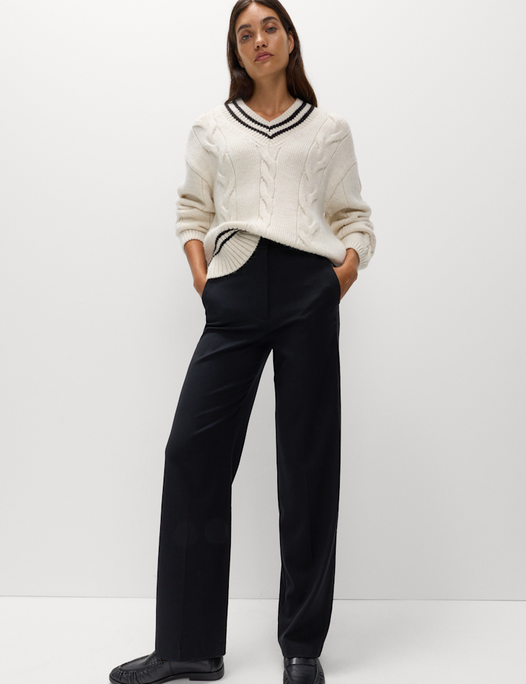 Straight Leg Trousers with Stretch