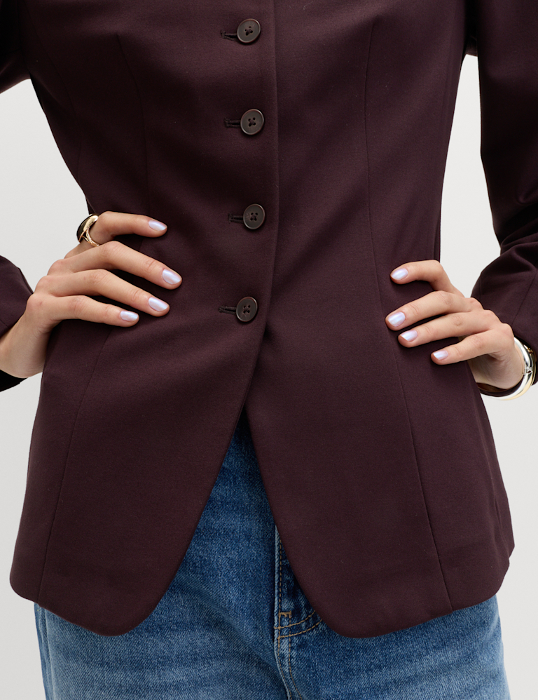 Ponte Collarless Tailored Jacket