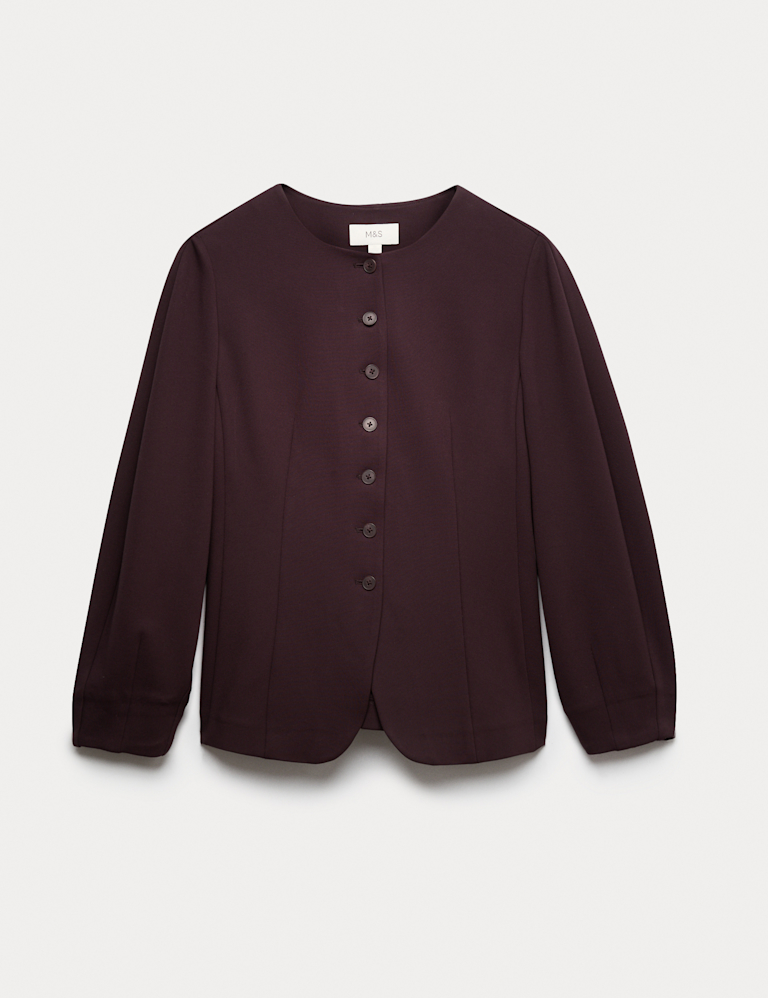 Ponte Collarless Tailored Jacket