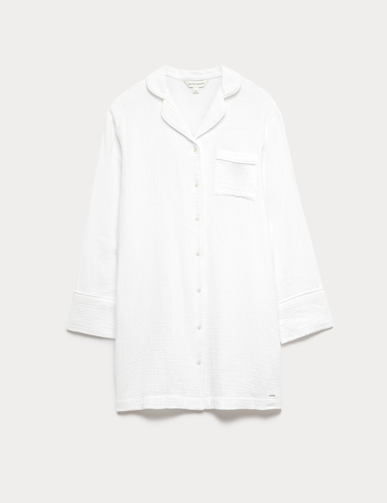Pure Cotton Textured Muslin Nightshirt