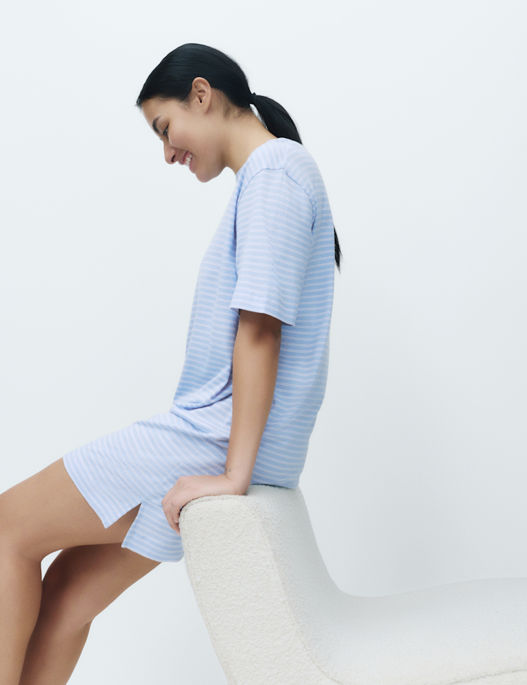 Cotton Modal Striped Nightshirt