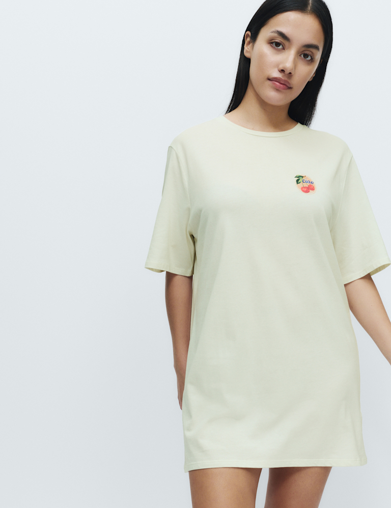Cotton Modal Fruit Graphic Oversized T-Shirt