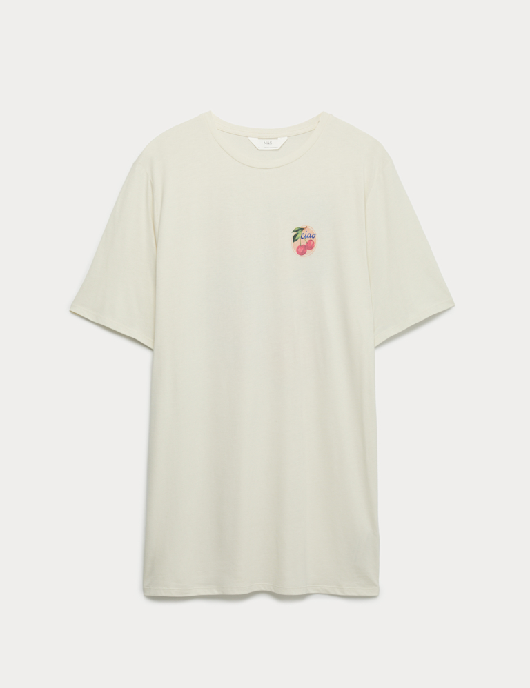 Cotton Modal Fruit Graphic Oversized T-Shirt