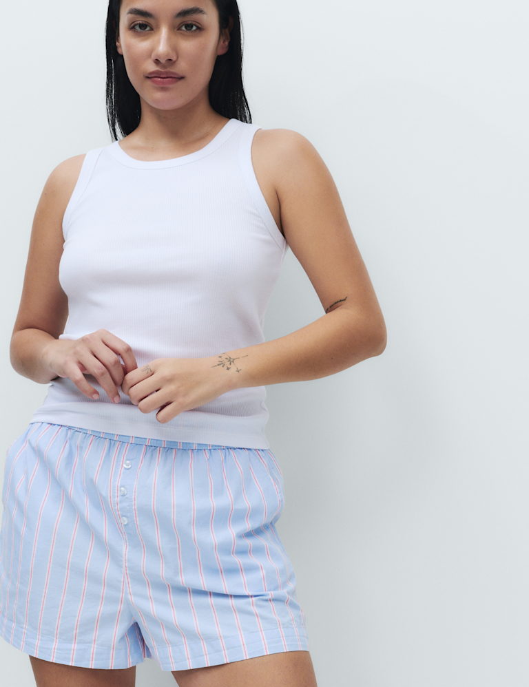 Pure Cotton Striped Pyjama Shorts