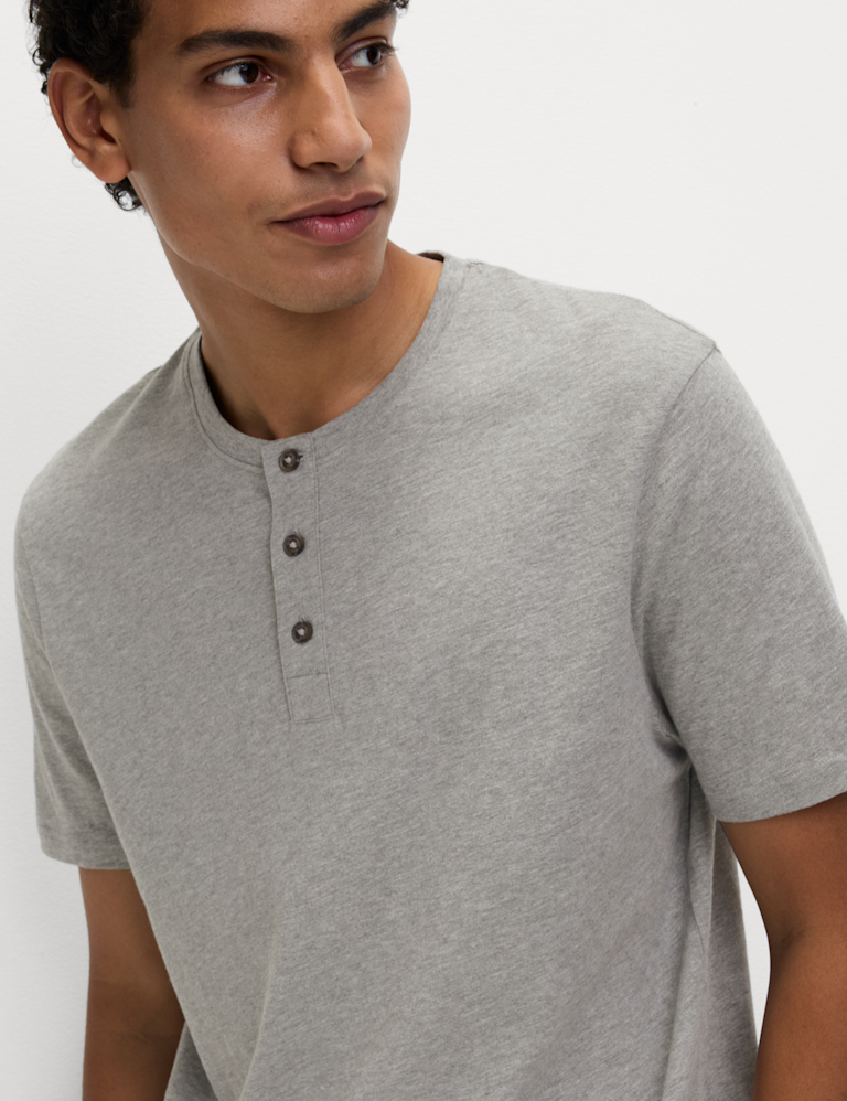 Pure Cotton Henley Checked Pyjama Set Pure Cotton Henley Checked Pyjama Set