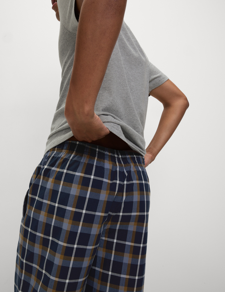 Pure Cotton Henley Checked Pyjama Set