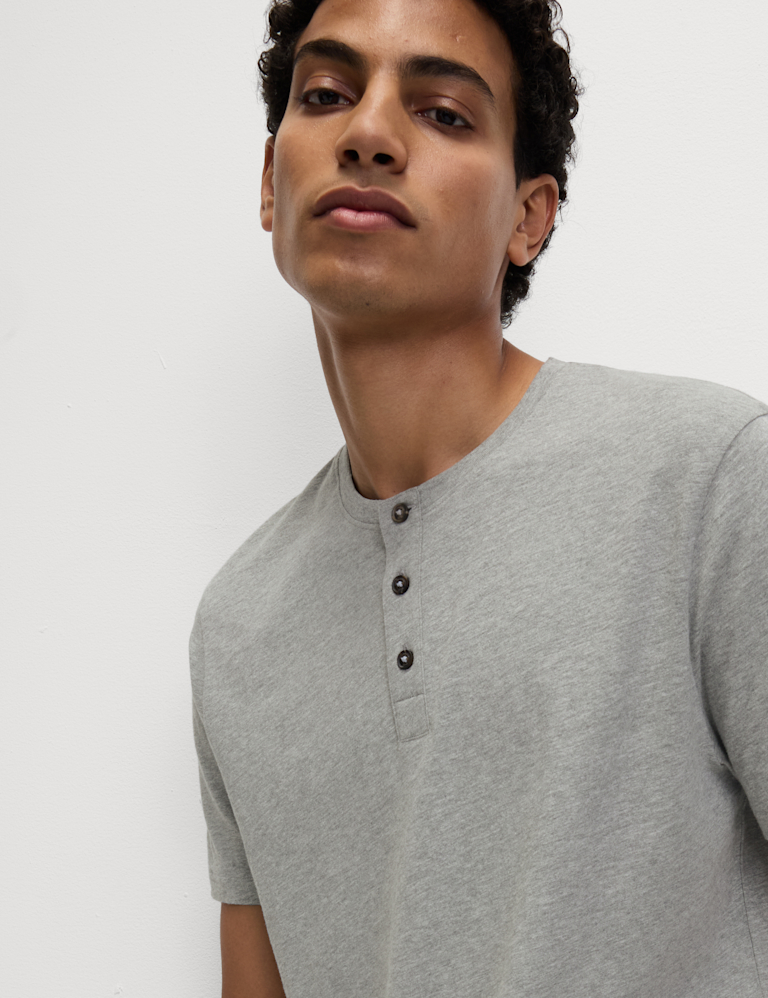Pure Cotton Henley Checked Pyjama Set