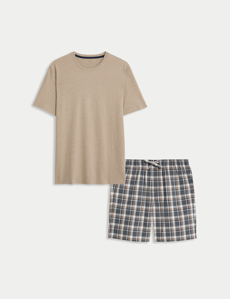 Pure Cotton Neutral Checked Pyjama Set