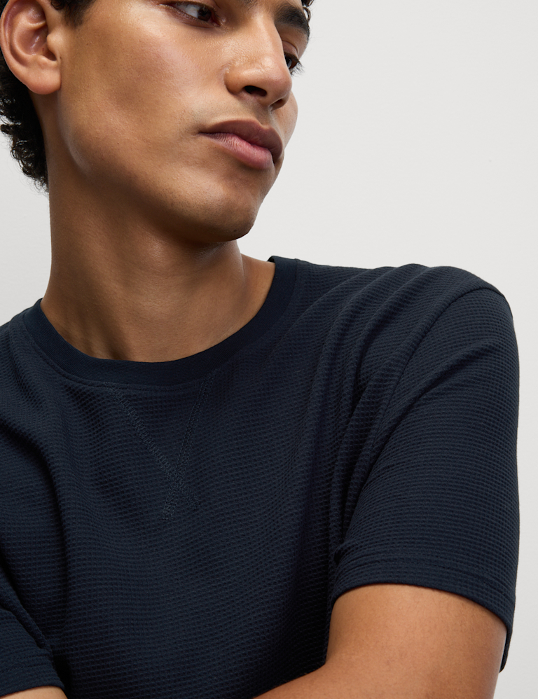 Pure Cotton Waffle Striped Pyjama Set