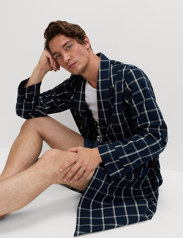 Pure Cotton Checked Dressing Gown