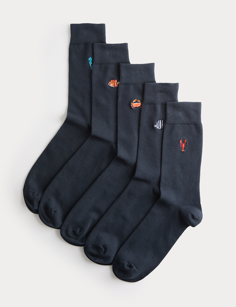 5 Pack Cool & Fresh™ Sea Creatures Cotton Rich Socks 5 Pack Cool & Fresh™ Sea Creatures Cotton Rich Socks