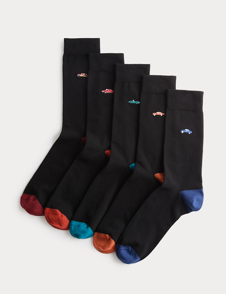 5 Pack Cool & Fresh™ Vintage Car Cotton Rich Socks 5 Pack Cool & Fresh™ Vintage Car Cotton Rich Socks