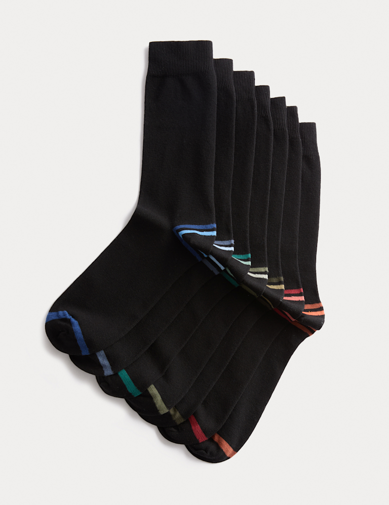 7 Pack Cool & Fresh™ Striped Cotton Rich Socks 7 Pack Cool & Fresh™ Striped Cotton Rich Socks