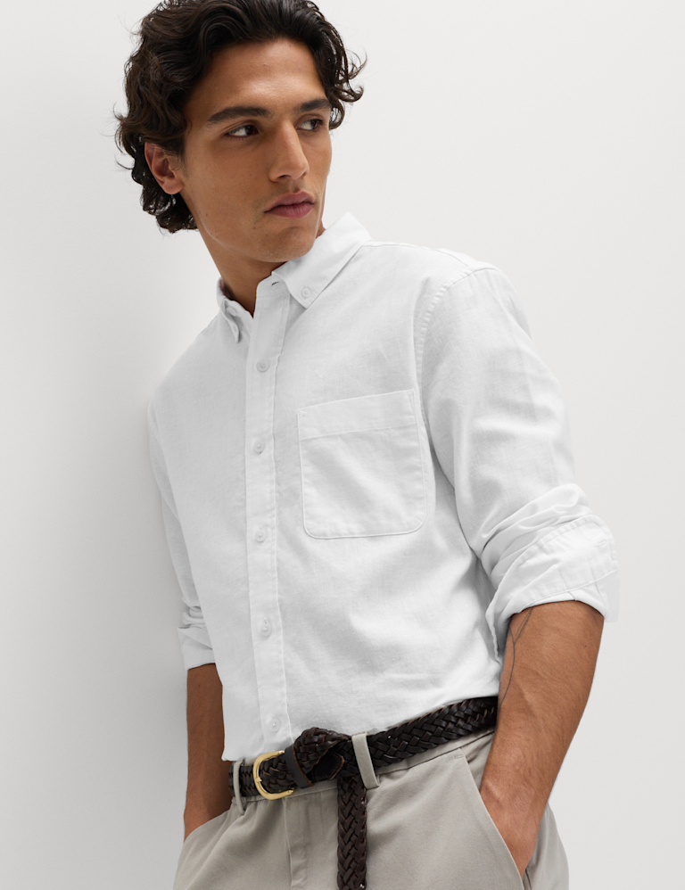 Regular Fit Cotton Linen Blend Shirt
