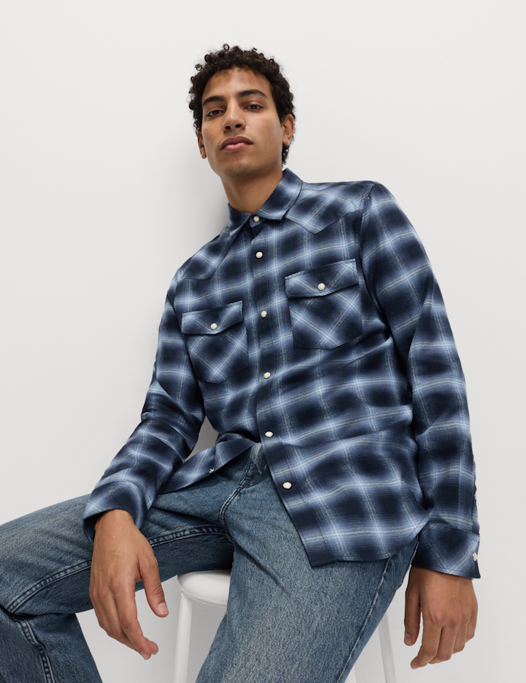 Regular Fit Pure Cotton Checked Flannel Shirt