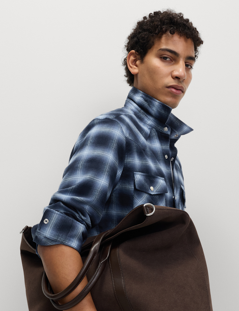 Regular Fit Pure Cotton Checked Flannel Shirt