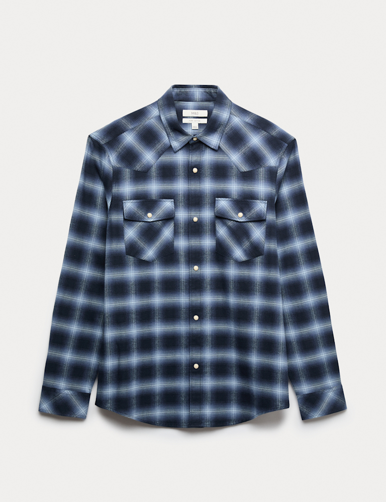 Regular Fit Pure Cotton Checked Flannel Shirt
