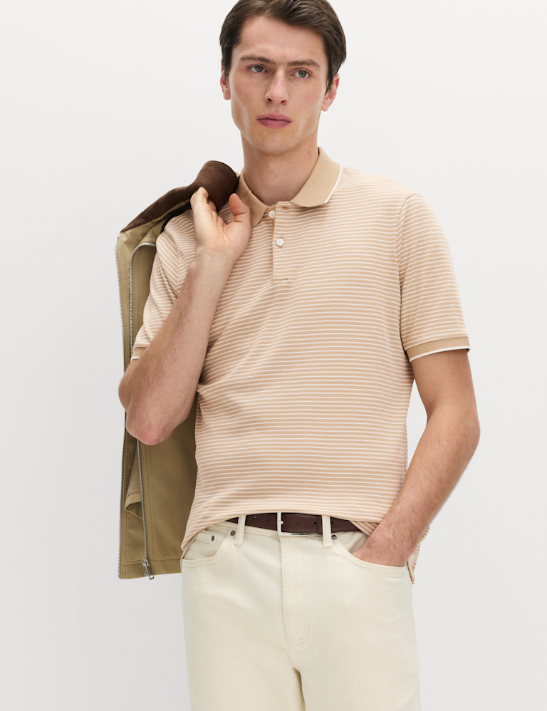 Pure Cotton Striped Polo Shirt