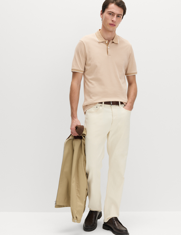 Pure Cotton Striped Polo Shirt