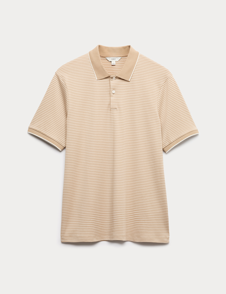 Pure Cotton Striped Polo Shirt